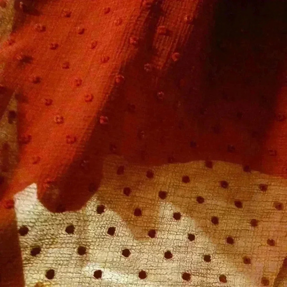 Boho maroon tiered flowy thin blouse balloon sleeves lined - Picture 4 of 9